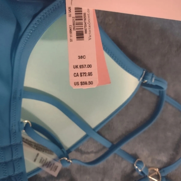 Victoria secret-2PC Teal & Gold Strappy Bikini Swim Set-38C/XL - Picture 4 of 7